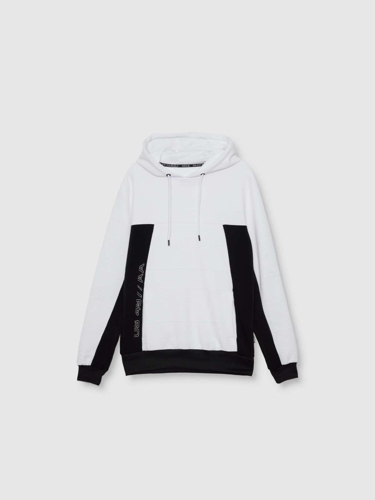 Sweatshirt com capuz a preto e branco branco vista detalhe