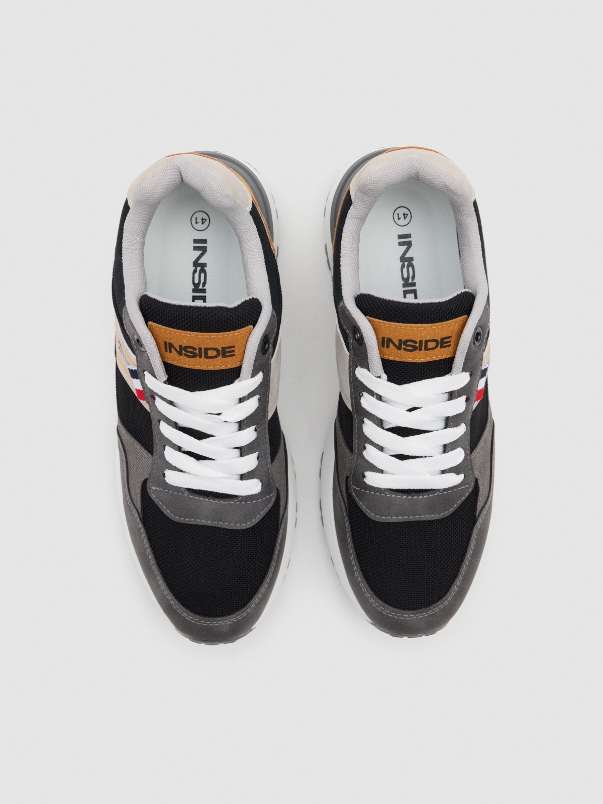 Casual sports shoe with track sole black detail view