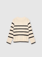 %Pto% Oversize striped sweater beige front view