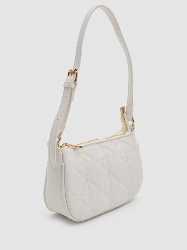 Padded shoulder bag off white 45º side view