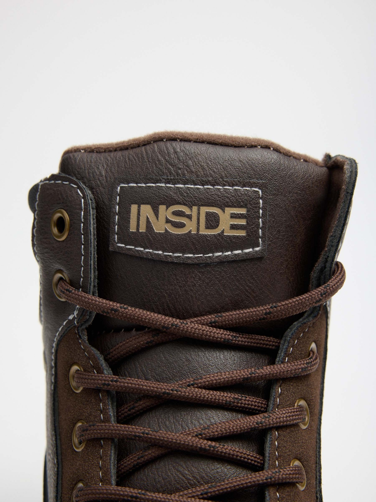 Brown combined mountaineer boot brown detail view