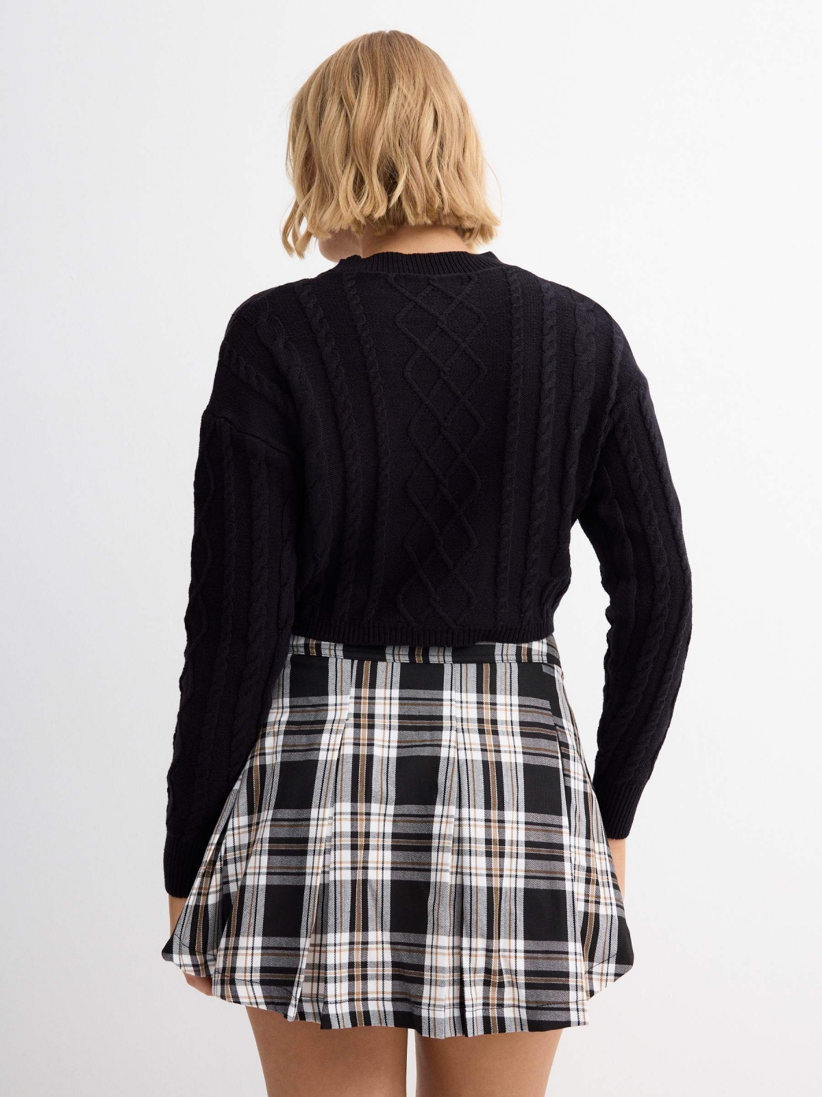 Braided crop jumper black middle back view