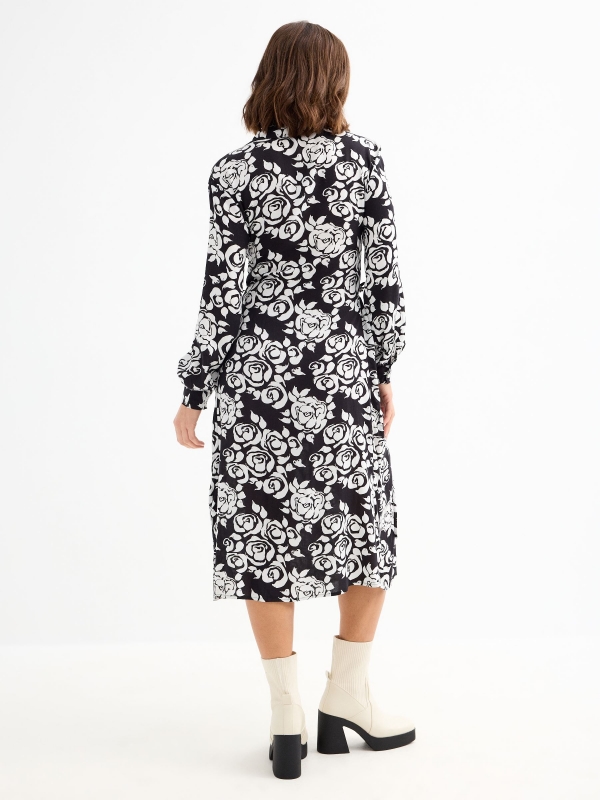 Midi shirt dress black three-quarter back view