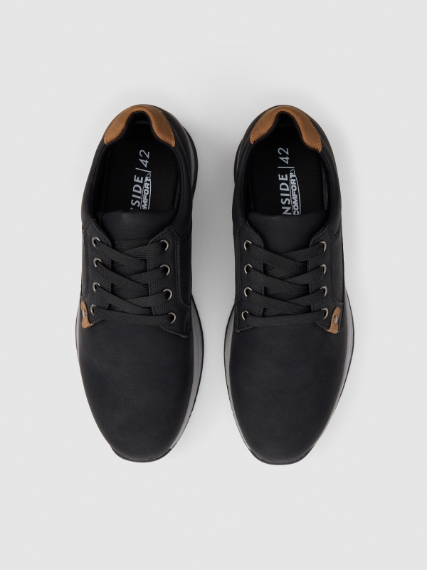 Comfort sports shoes with laces black detail view