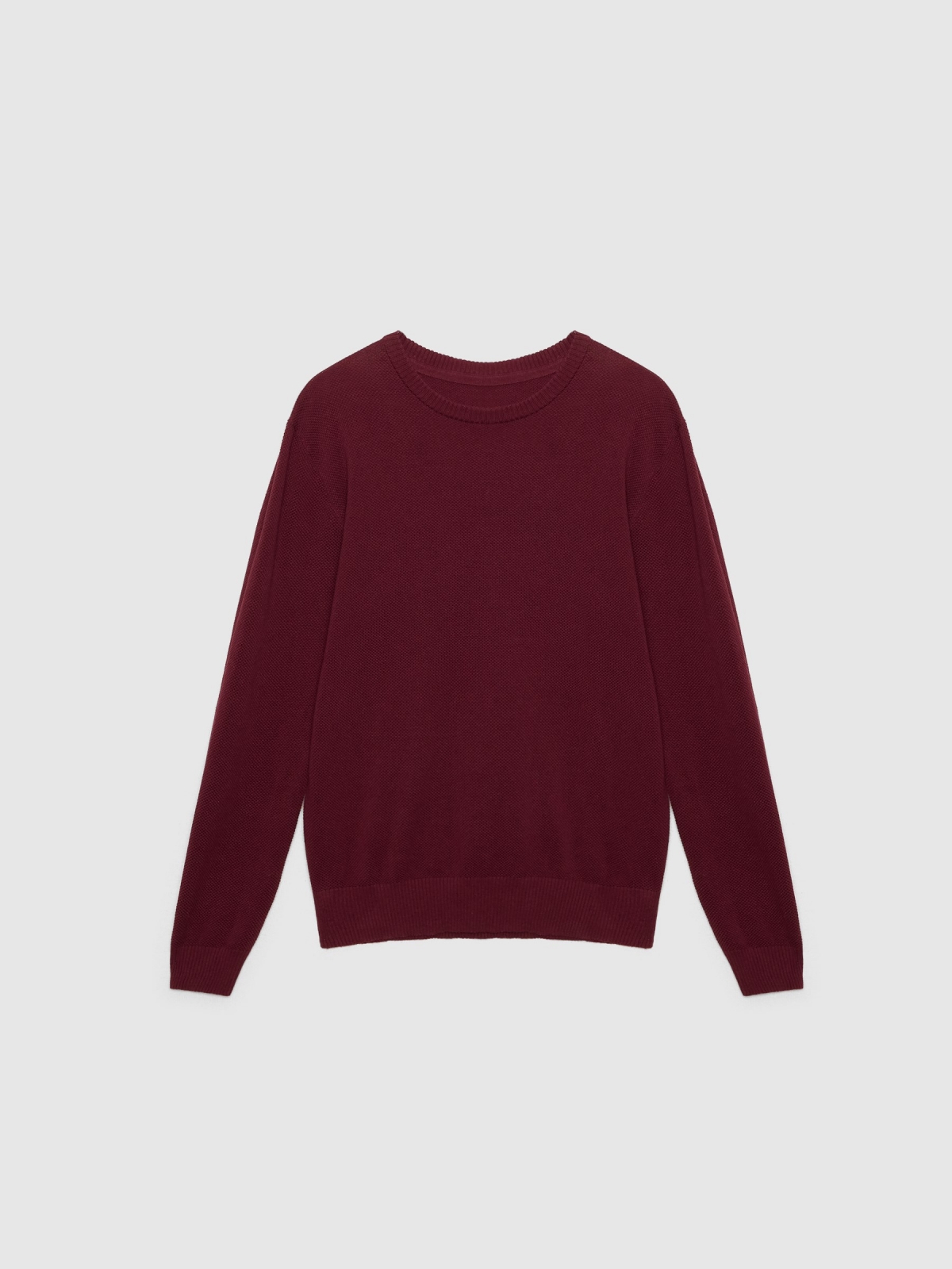 %Pto% Regular plain jersey round neck burgundy front view