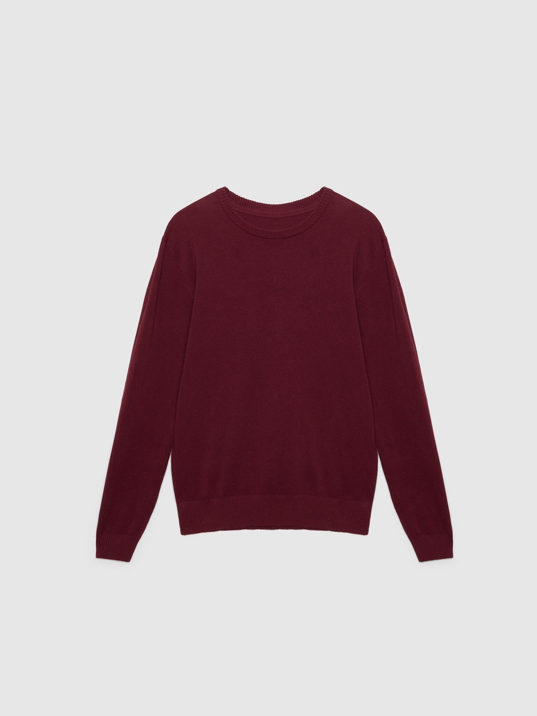 Jersey regular liso gola redonda borgonha vista meia frontal