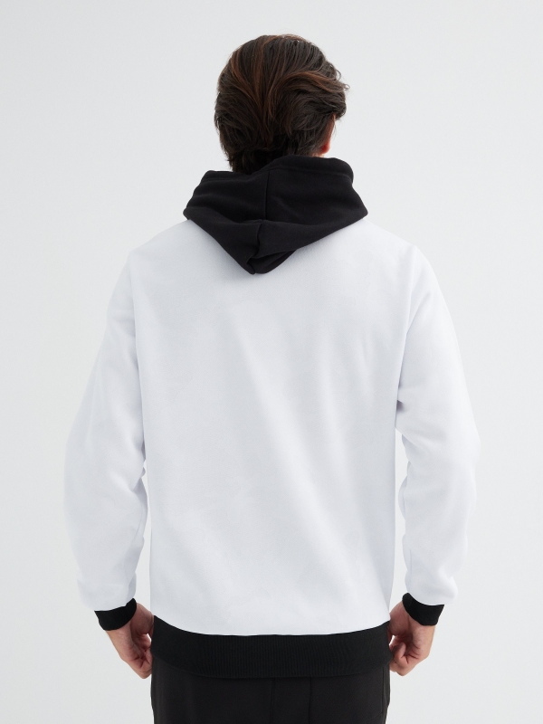 Color block hoodie white middle back view