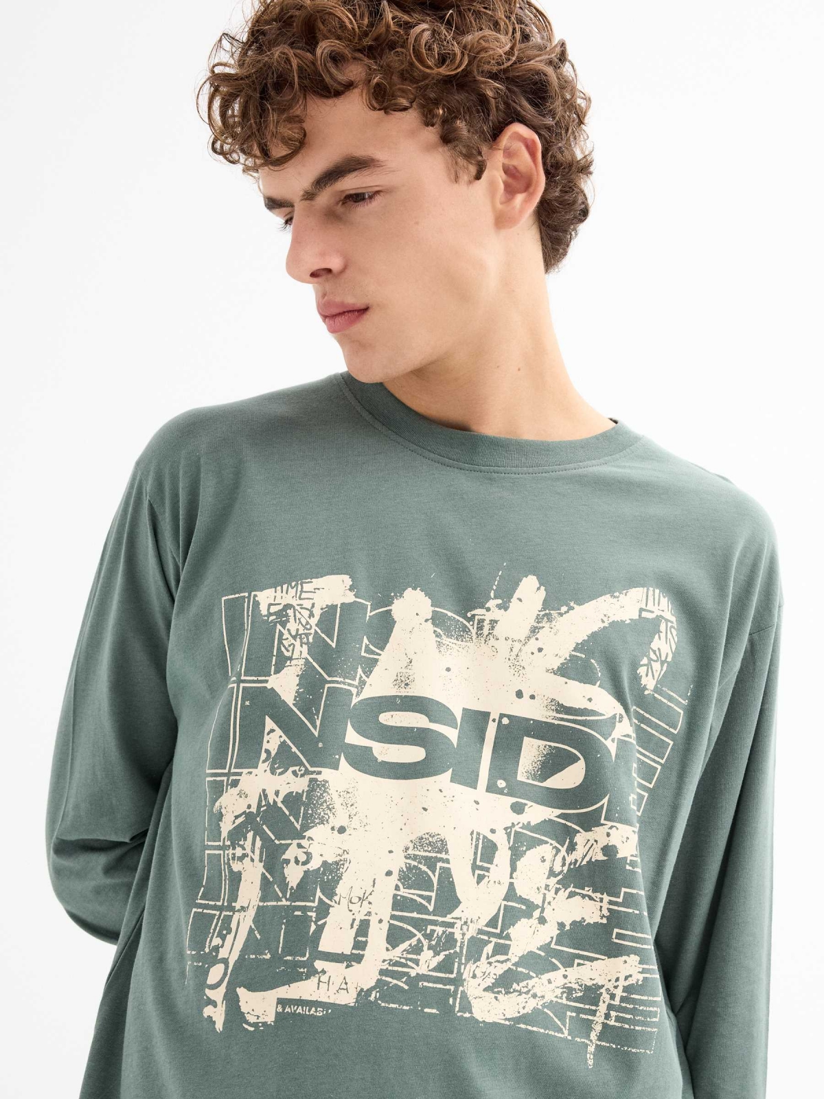  Long sleeve logo t-shirt greyish green