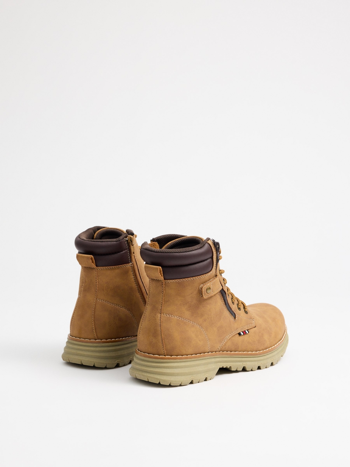 Mustard mountaineering boot yellow 45º back view