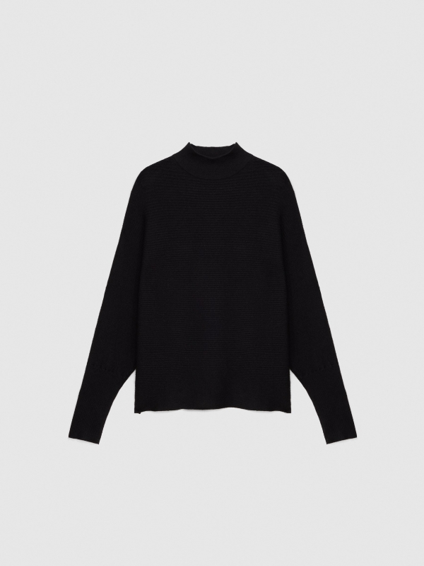  Black balloon sleeve sweater black front view