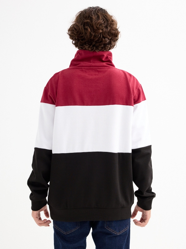 Color block turtleneck sweater black middle back view