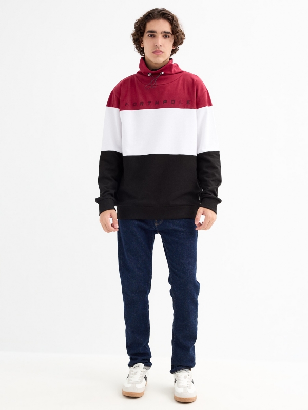 Color block turtleneck sweater black general front view