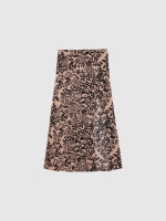 %Pto% Saia midi com estampado floral e fenda preto vista frontal