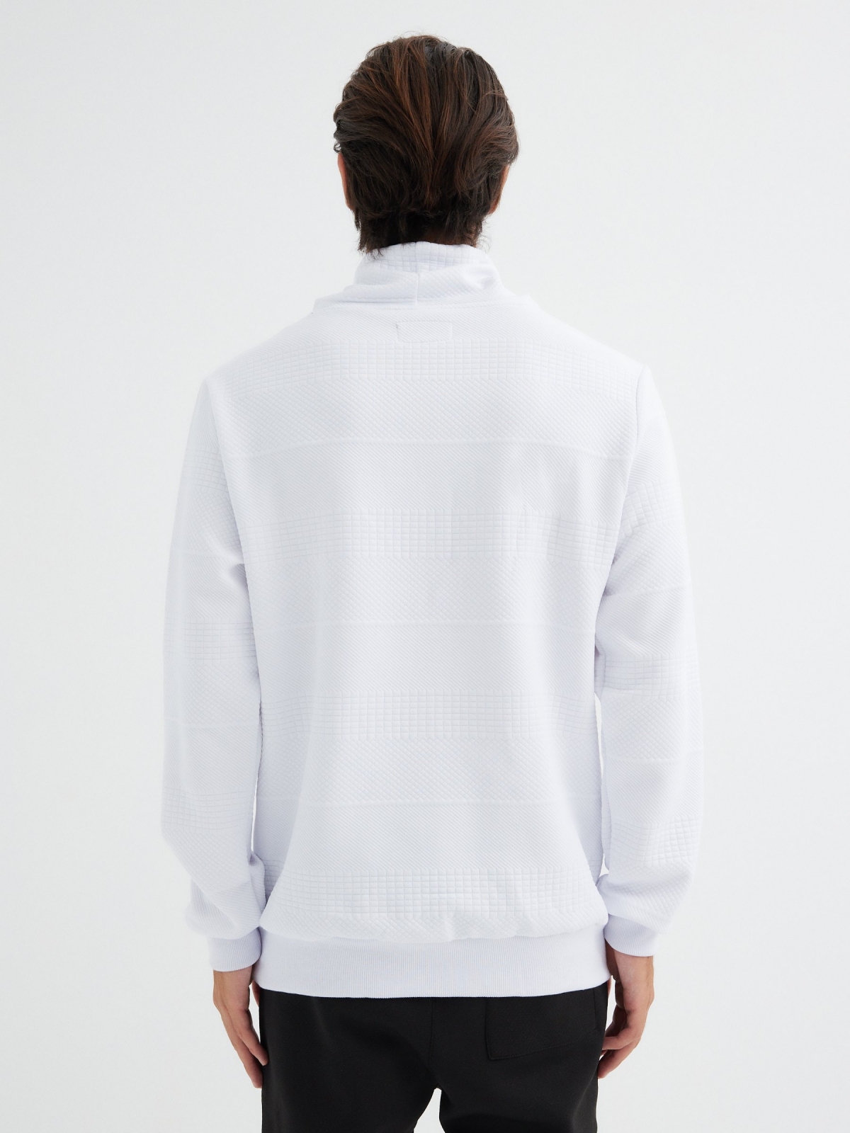 Graphic cowl neck sweatshirt white middle back view
