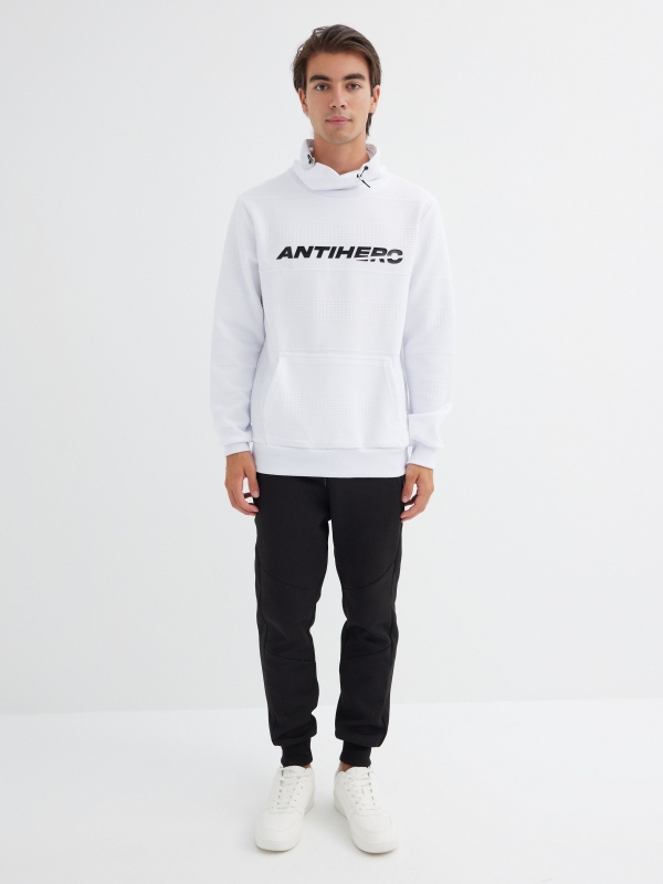 Graphic cowl neck sweatshirt white general front view