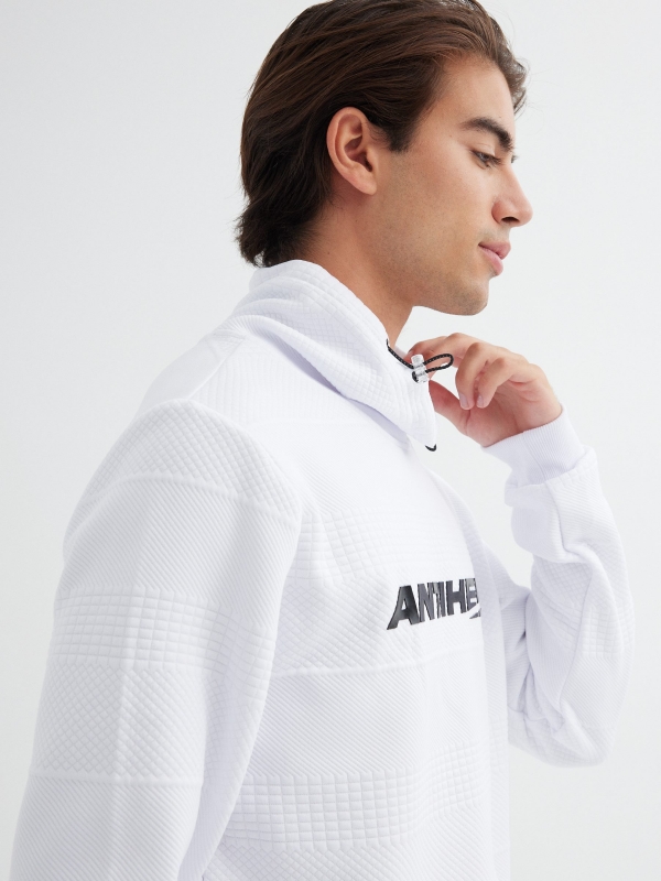 Graphic cowl neck sweatshirt white detail view