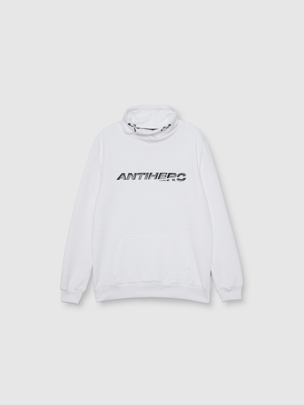  Sudadera cuello chimenea con gráfico blanco vista frontal