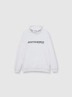 %Pto% Sudadera cuello chimenea con gráfico blanco vista frontal