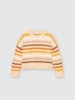 %Pto% Camisola de malha com gola perkins às riscas multicolorido vista frontal