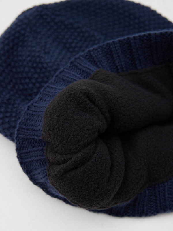 Polar fleece knit hat navy front view