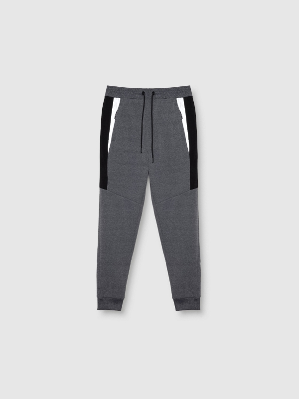  Pantalón jogger deportivo gris melange oscuro vista frontal