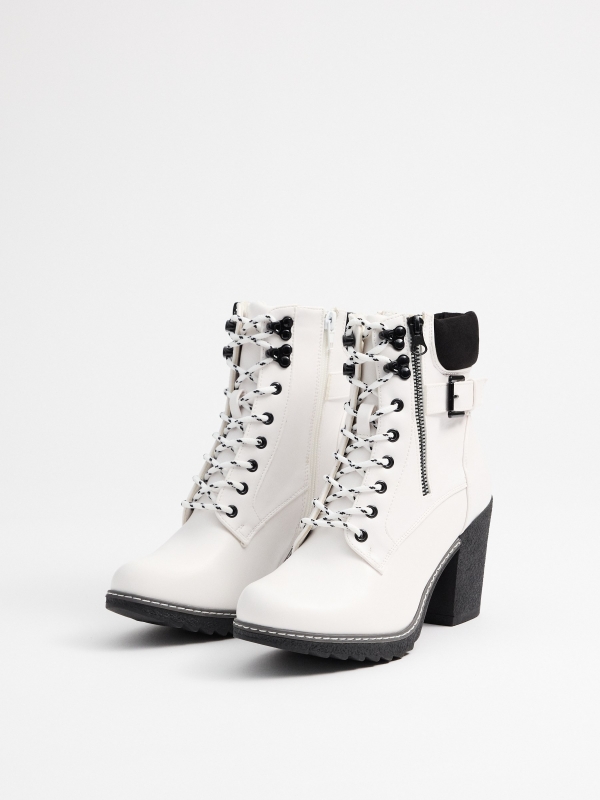 Mountaineering boots with condoms white 45º front view