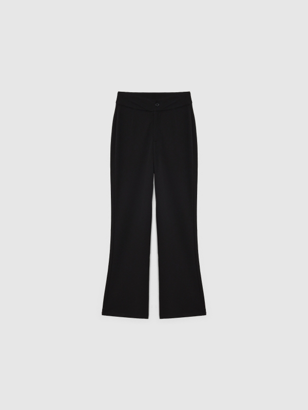 Stretch wide leg trousers black detail view