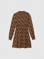 %Pto% Vestido Perkins com estampado animal multicolorido vista frontal