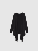 %Pto% Chaqueta punto fluida asimétrica gris negro vista frontal