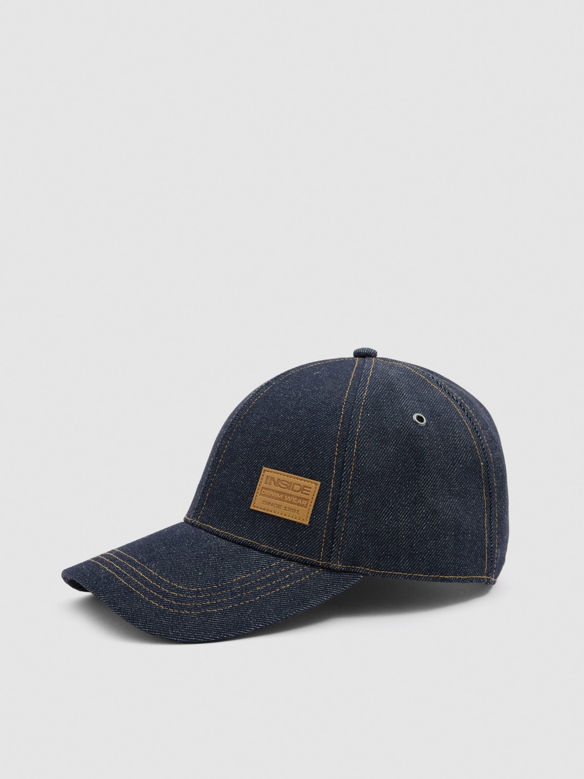 Gorra denim azul vista trasera 45º