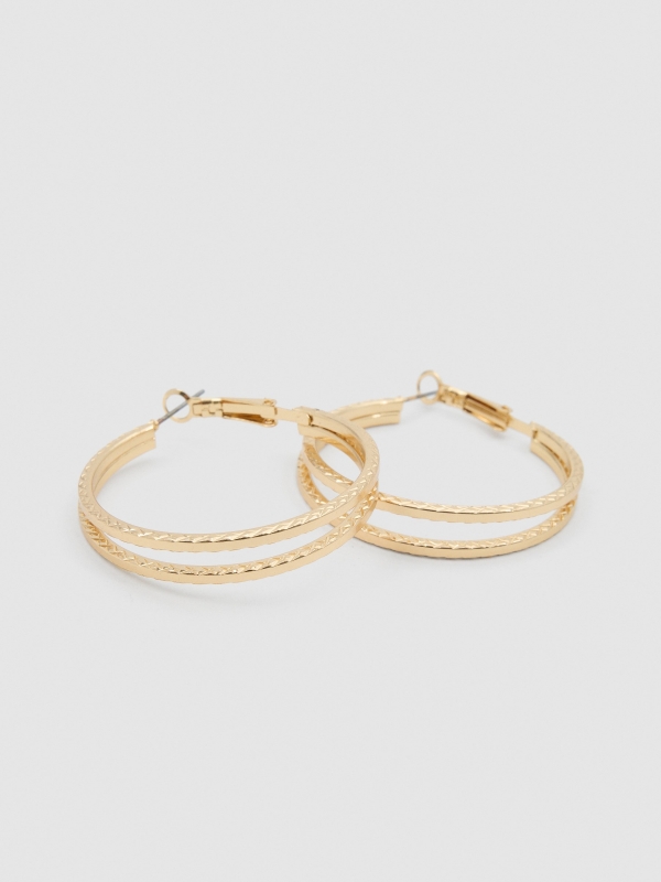 Gold plated earrings set 9 pack golden detail view