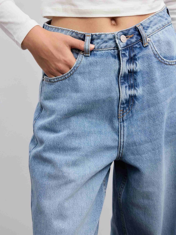  Wide leg high rise jeans blue