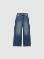 %Pto% Jeans Wide Leg de tiro alto azul vista frontal