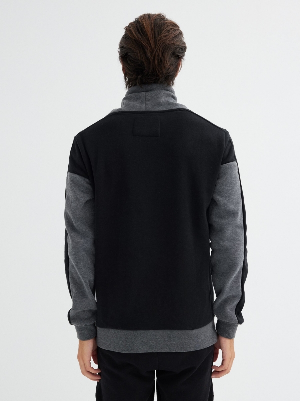 Two-tone high neck sweatshirt grey middle back view