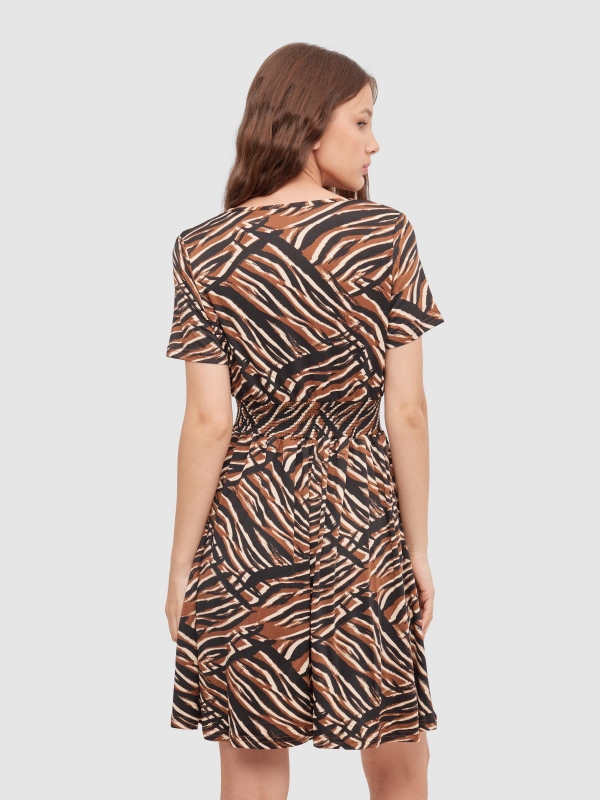 Animal print mini dress multicolor middle back view