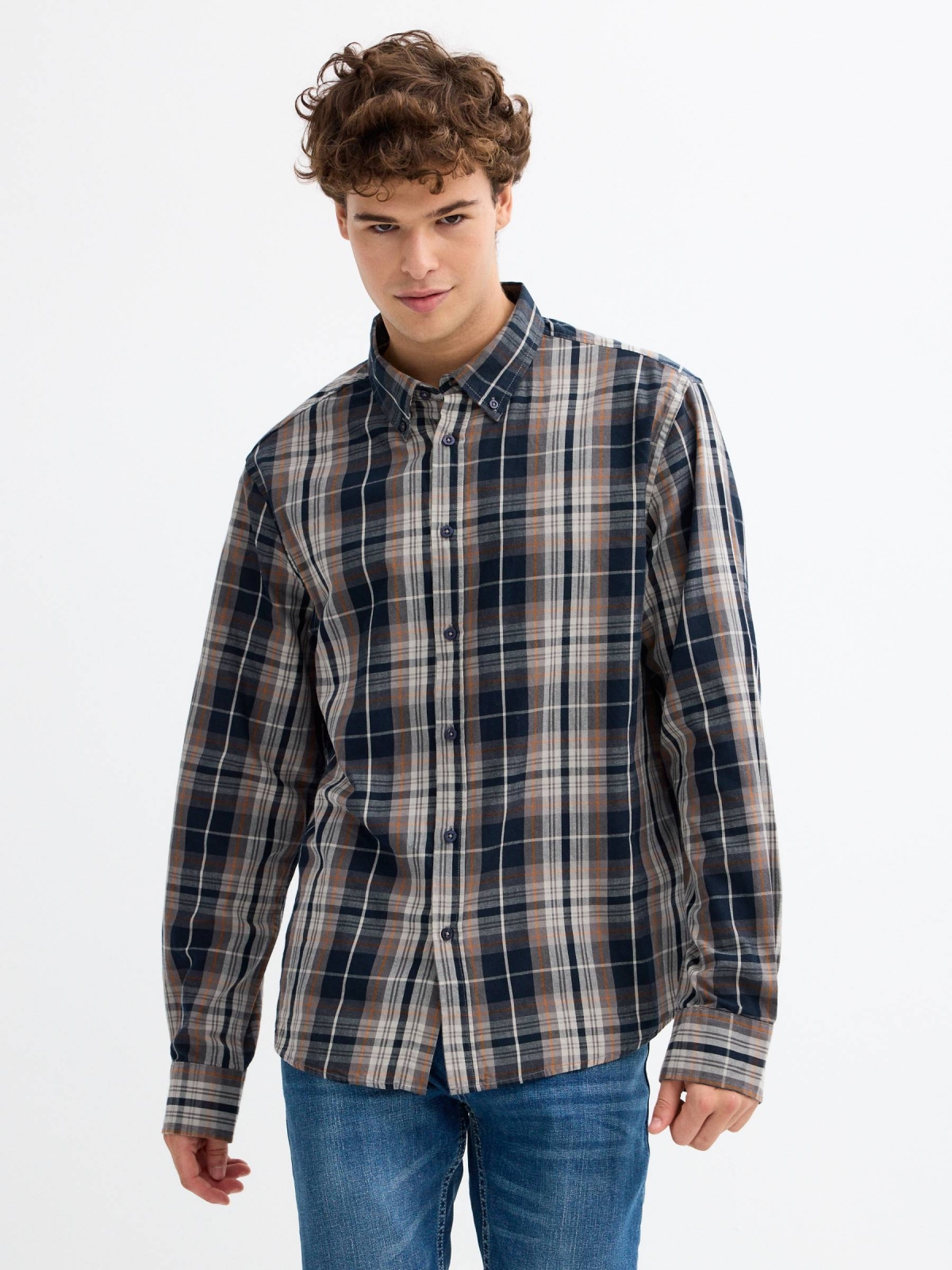 Regular check print shirt