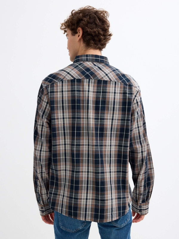 Regular check print shirt grey middle back view