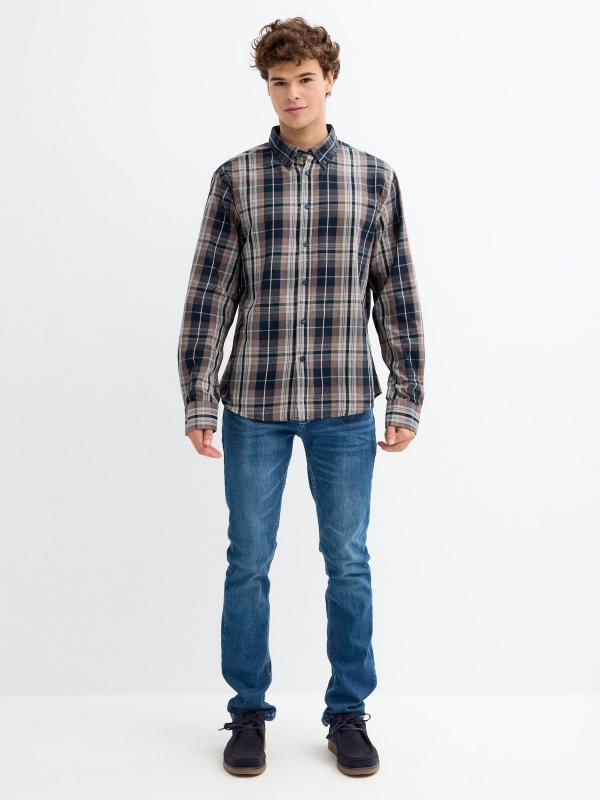 Regular check print shirt grey general front view