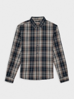 %Pto% Regular check print shirt grey front view