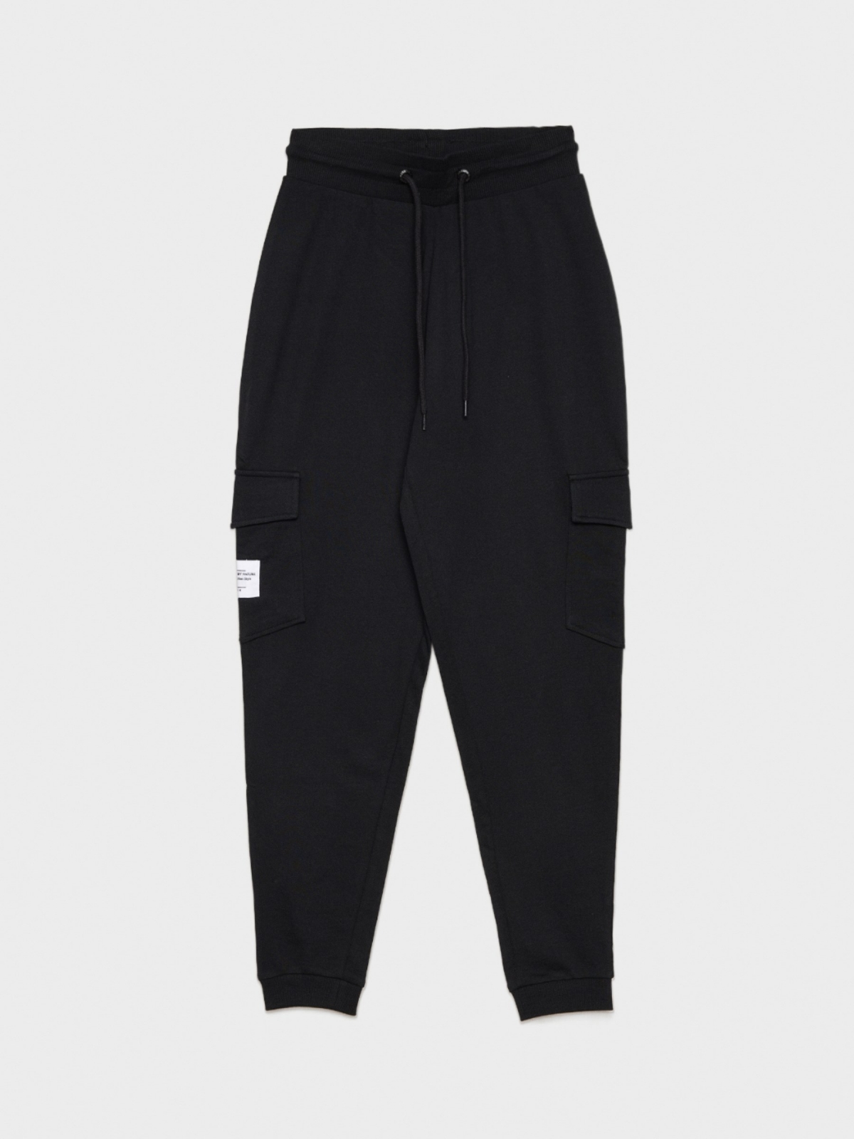 Pantalón jogger de felpa negro vista detalle