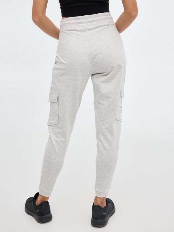 Plush jogger pants light melange middle back view