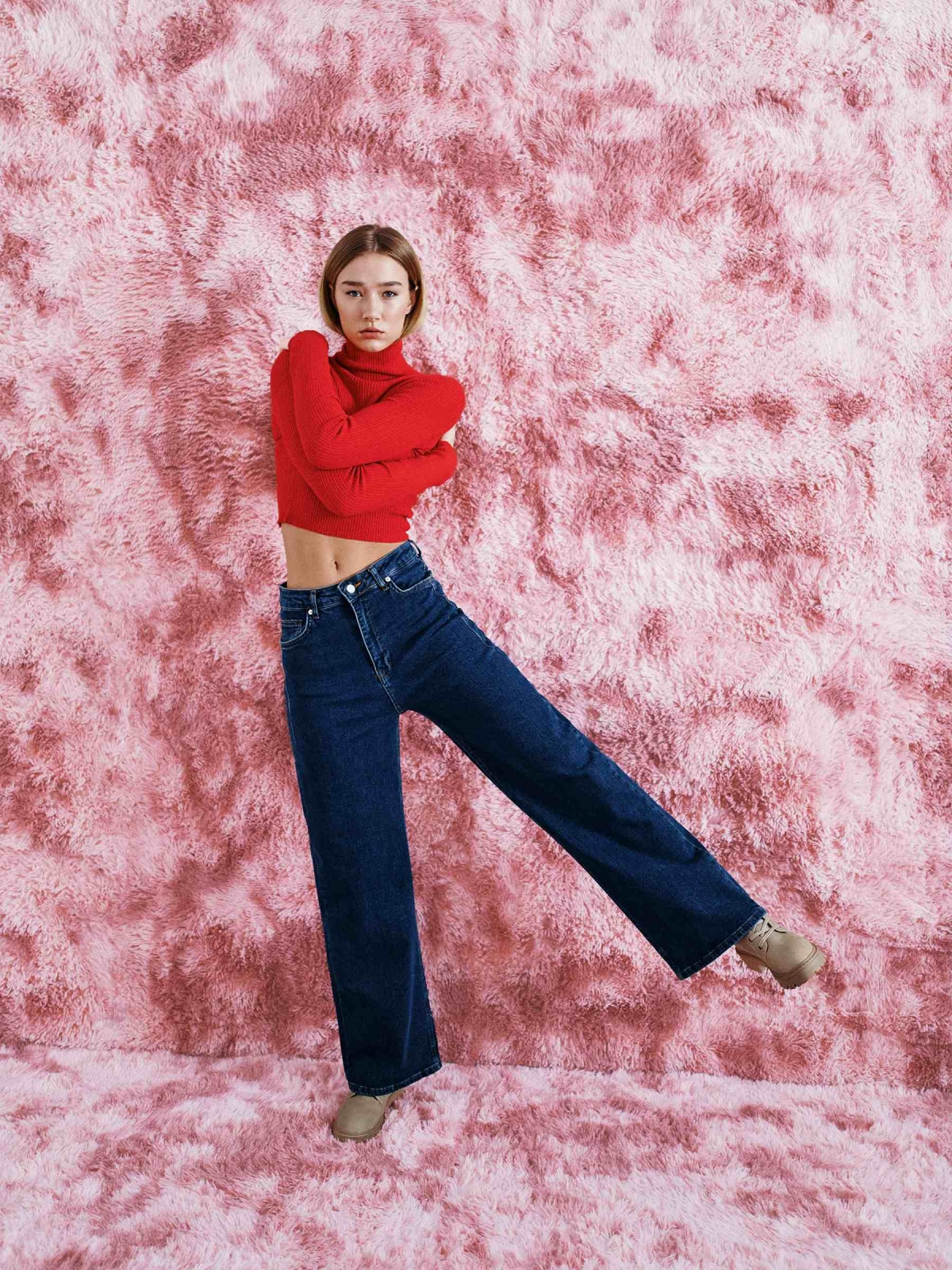 %New% Jeans wide leg azul escuro