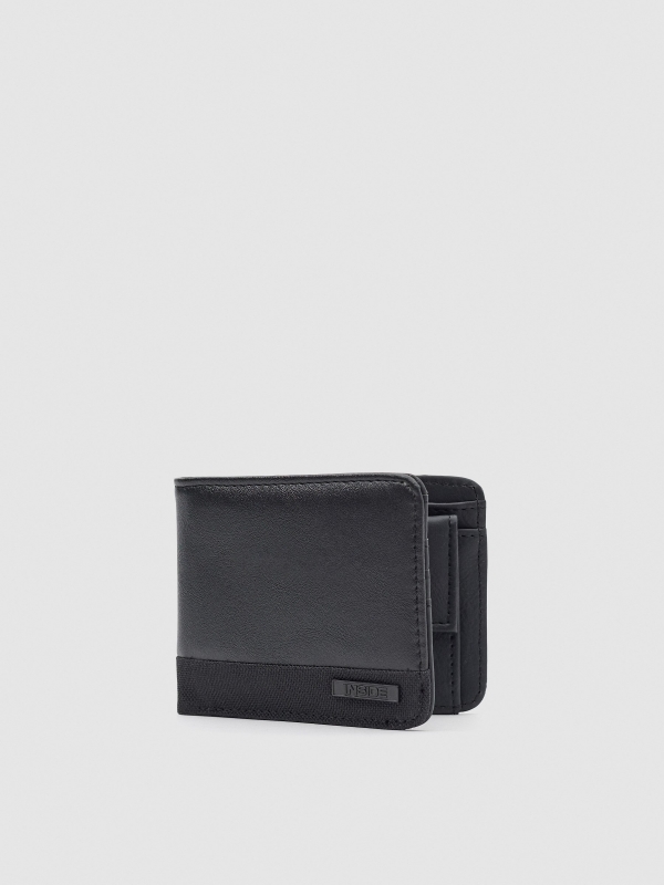 Combined faux leather wallet black general back view