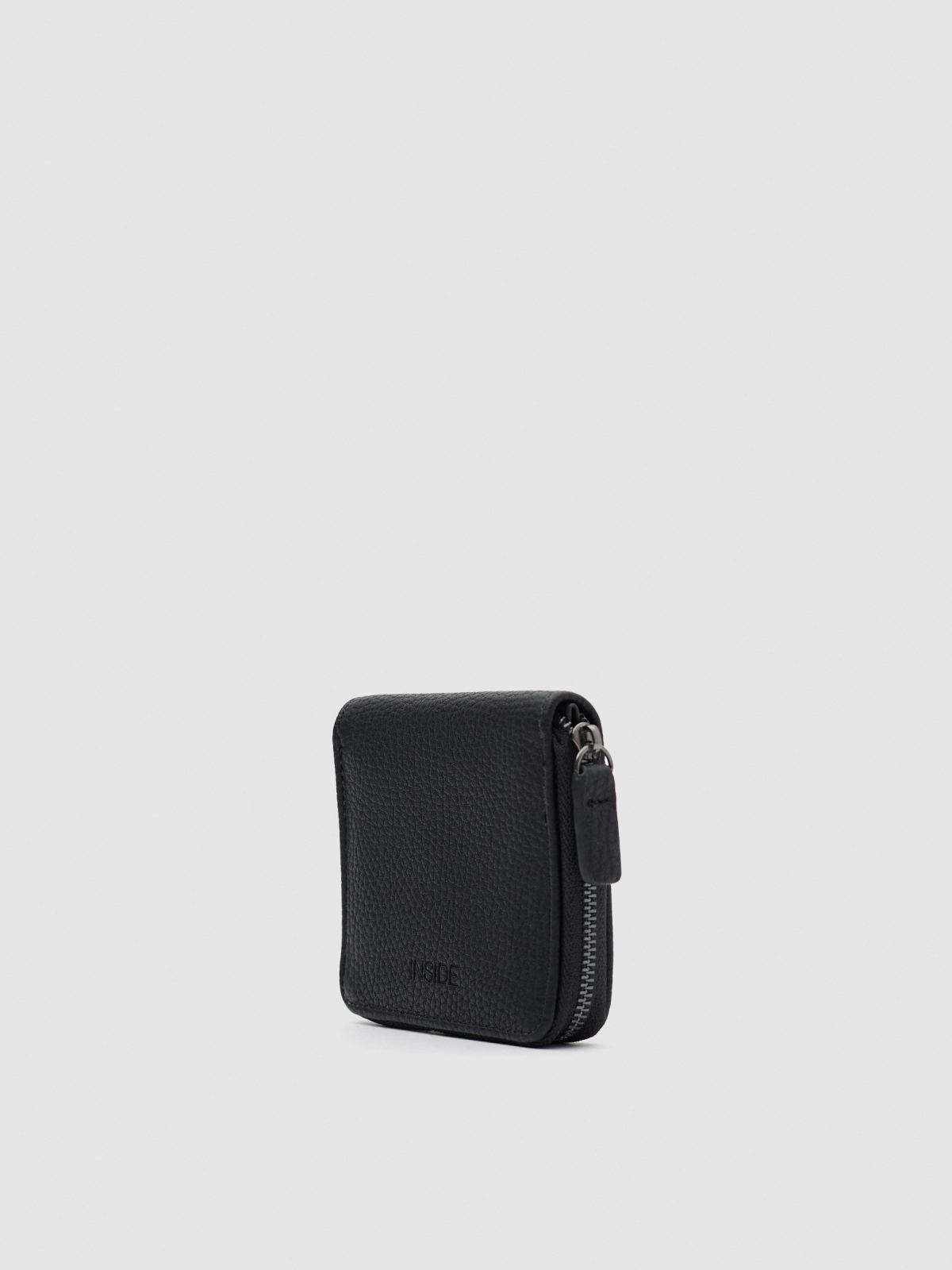 Zipper wallet with leather effect black general back view