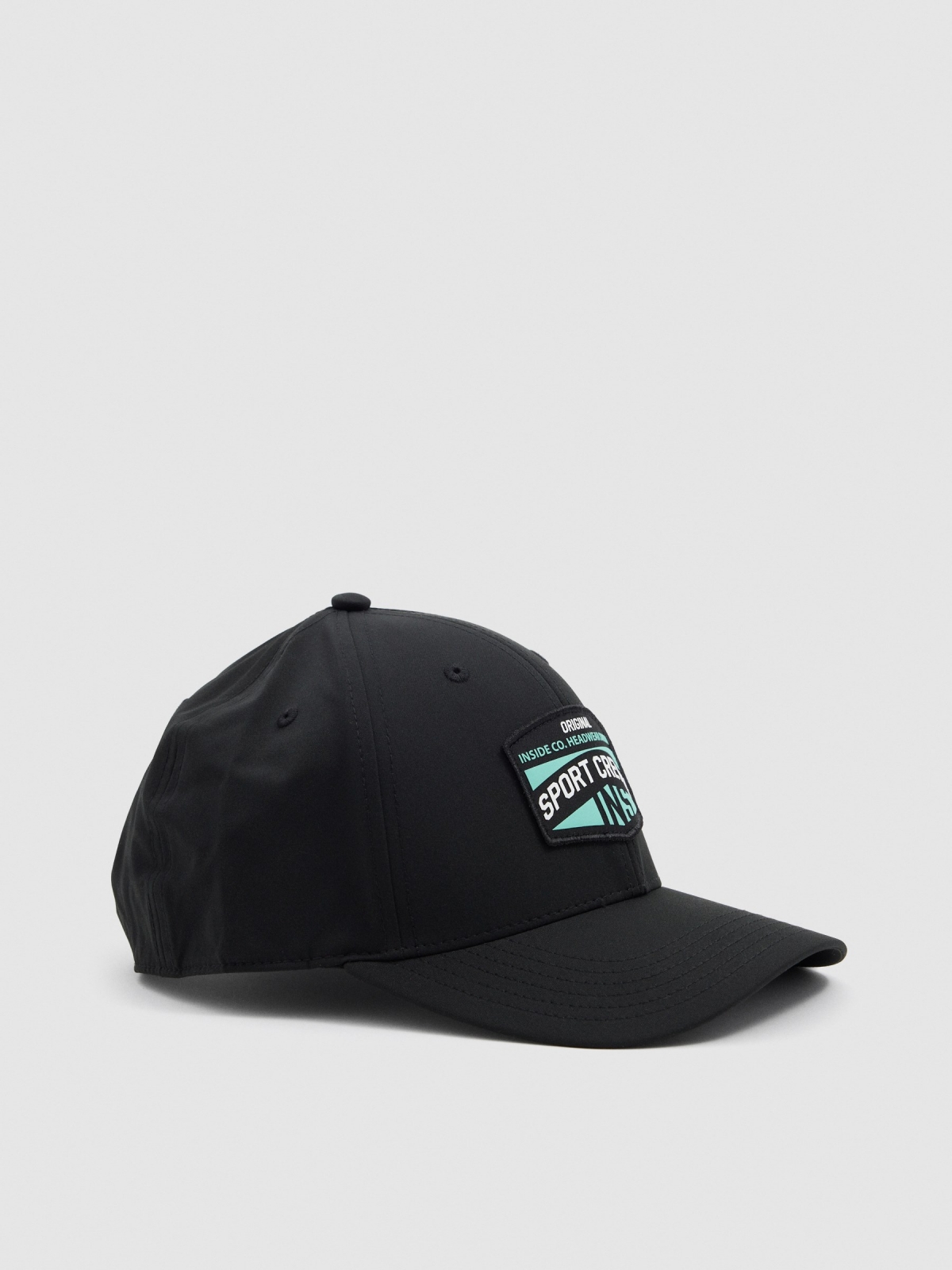 Gorra baseball sport crew negra negro vista trasera 45º