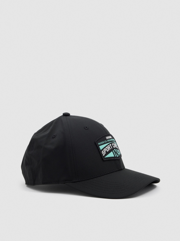 Black sport crew baseball cap black 45º back view