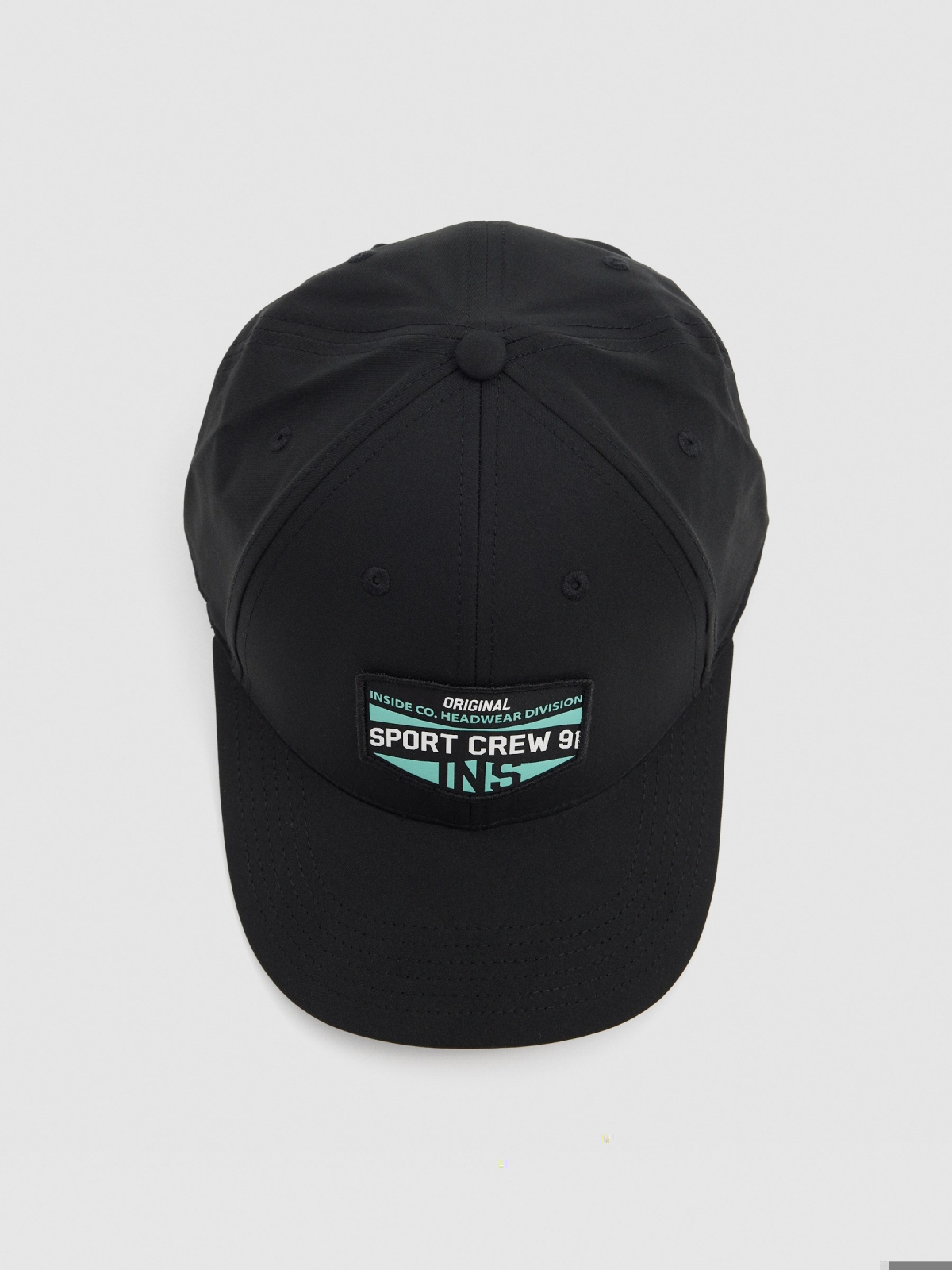 Black sport crew baseball cap black front view