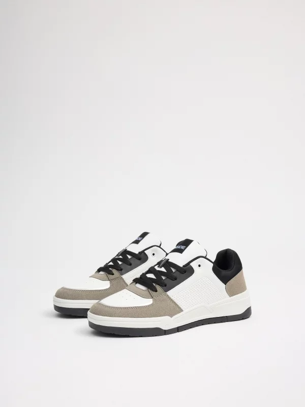 Zapatillas bajas skater combinadas blanco vista frontal 45º