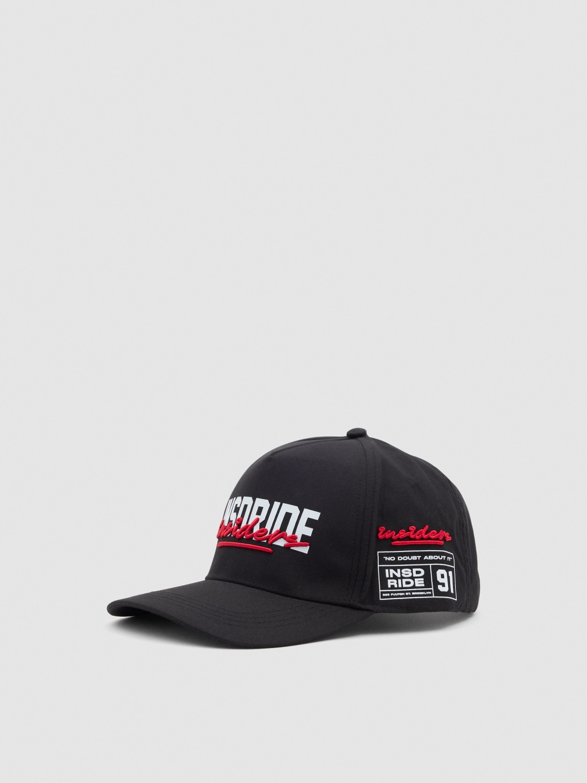 Baseball cap logo black 45º back view