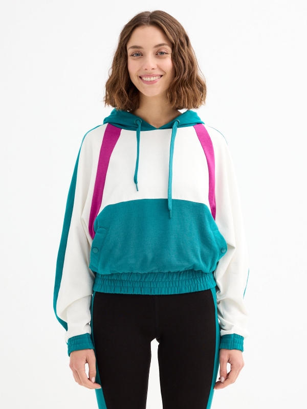 Color block sweatshirt green middle front view